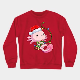 Santa Axolotl Tangled in Festive Cheer Crewneck Sweatshirt